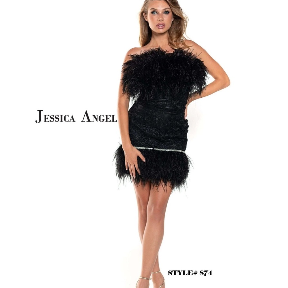 Jessica Angel Black Feathered Dress size XL